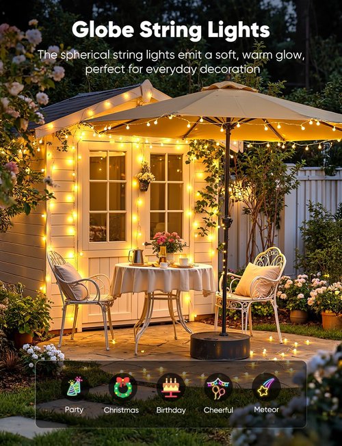Minetom Globe String Lights - 33 Feet 100 LED Fairy Lights with Remote | 8 Modes for Indoor & Outdoor Decor