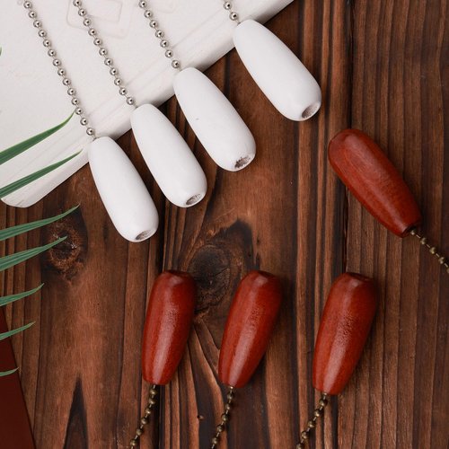 lasuroa 8pcs Ceiling Fan Pull Chain Extenders, 13 Inch Wooden Beaded Balls Light Pull Chain Extension Decorative Ornaments Pendant for Ceiling Fan Light Lamp Fixtures Decoration (White+Brown)