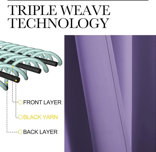 NICETOWN Lilac Purple Blackout Curtains - 90" Long, Sound Reducing & Heat Blocking | 55" Wide, 2 Panels