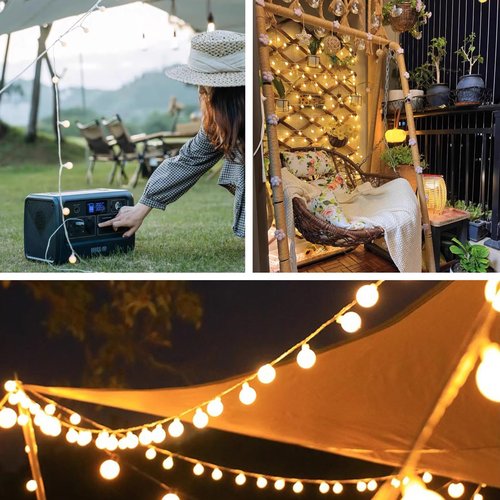 FATONESA Globe String Lights, 32.8 FT 80 LED USB Powered Waterproof Timer 8 Modes Fairy String Lights with Remote for Bedroom Christmas Party Patio Garden Indoor Wedding Decor, Warm White, 10M