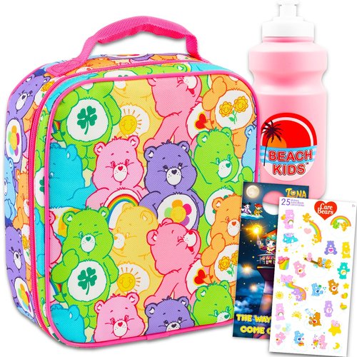 Care Bears Lunch Box Set - Bundle with Insulated Lunch Bag, Water Bottle, Stickers, More | Care Bears Lunchbox for Girls, Kids, Women