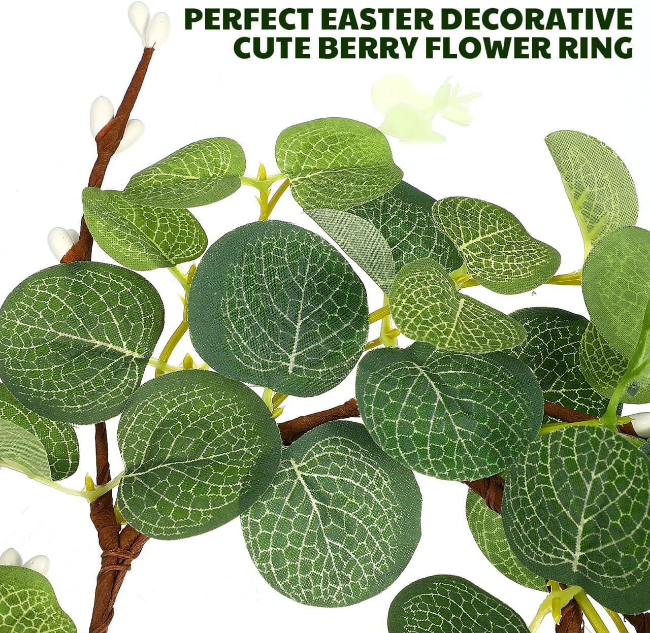 Zerodeko Easter Candle Ring Set - Eucalyptus Leaves Wreath Pillar Holders | 8cm Table Decor