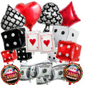 16 Pcs Casino Balloon Set, Jumbo Dice Balloon, Poker Card Balloons Heart, Diamond, Spade, Club, Dollar Sign Ballons, Game Night Ballons for Texas Poker Parties Decor, Las Vegas Themed Party Supplies