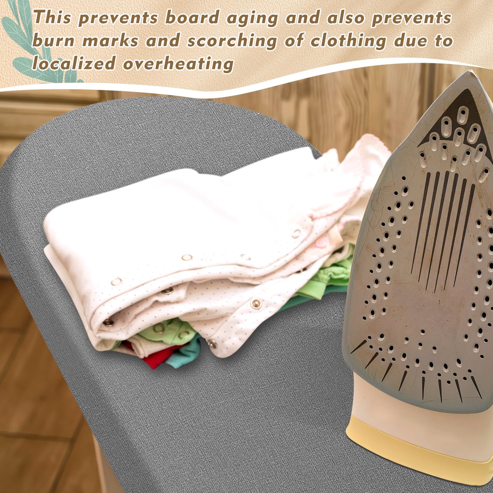 Treela 2 Pack Ironing Board Cover and Pad Fits 13" x 43" Ironing Board,Thick Scorch Resistant Padding, Heavy Duty Iron Covers Standard Boards, Hook and Loop Fastener Strap, Silver(18" x 47")