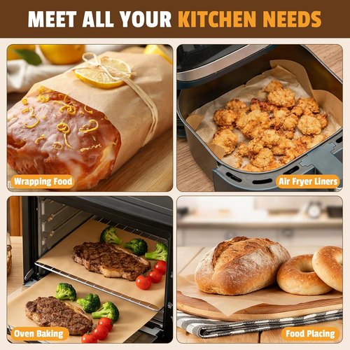 CAREGY Unbleached Parchment Paper Sheets - 360 Pcs, 12 x 16 Inch, Non-Stick for Baking & Cooking