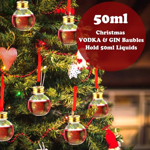 Patelai 48 Pcs Christmas Clear Plastic Fillable Ornaments for Tree Xmas Drink Balls Plastic DIY Hanging Pendant Ball for Crafts Home Wedding Party Decor(Round,50 ml)