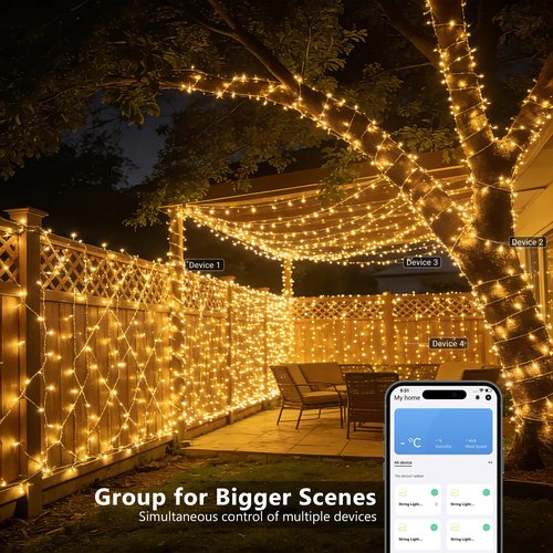 BrizLabs Smart Christmas Lights, 66FT 200 LED Christmas Lights App/Voice Control, Multiple Modes Dimmable Warm White Mini Fairy Light String, Music Sync Party Light Clear Wire for Indoor Outdoor Decor