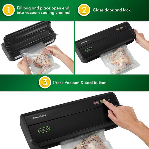 FoodSaver Vacuum Sealer Machine - Starter Bags & Rolls Included | Preserve Freshness Effortlessly