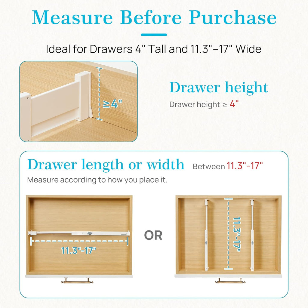 Vtopmart Drawer Dividers - Adjustable 4" High Expandable Organizers | 8 Pack for Dresser, Baby Clothes & Kitchen Storage