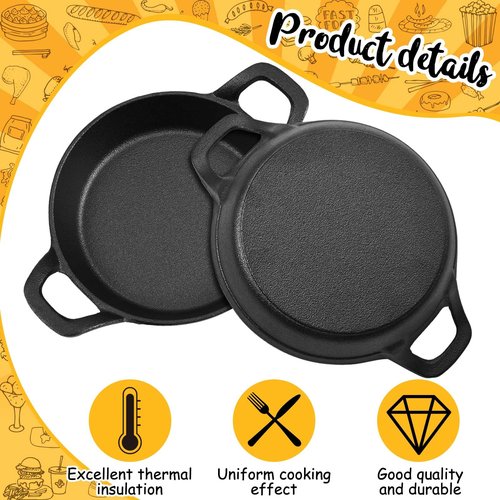 Ziliny Mini Cast Iron Skillets 6.3 x 6.3 x 1.5 Inch Cast Iron Pan Small Ramekin Set Black Casserole Dish Cookware Oven Safe Mini Skillets for Kitchen Indoor Outdoor Picnic (8 Pack)