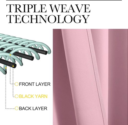 NICETOWN Blackout Curtain Panels - Thermal Insulated Draperies in Crystal Pink | 34"x45" (1 Pair)