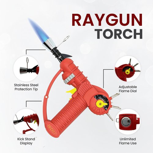 THiCket Raygun Torch Lighter, with Adjustable Flame and Safety Lock (Red)