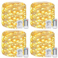 4 Pack Fairy Lights Battery Operated with Remote, Total 480LED 156Ft Battery Powered String Lights with Timer, 8 Modes Waterproof Twinkle Christmas Lights for Bedroom Party Indoor Mason, Warm White