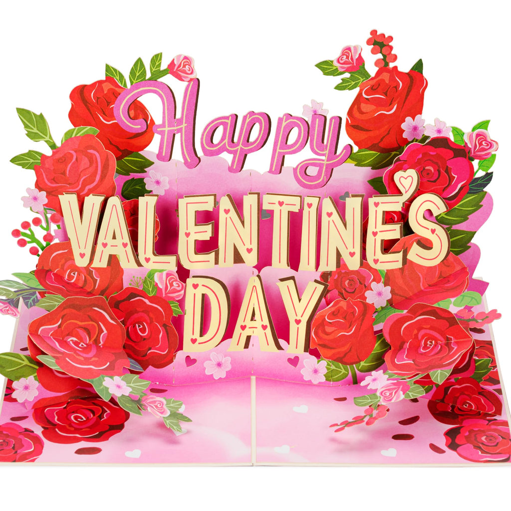 Paper Love Happy Valentine's Day Card, 3D Pop Up Valentine Cards - 5" x 7" Cover - Includes Envelope and Removable Note Card