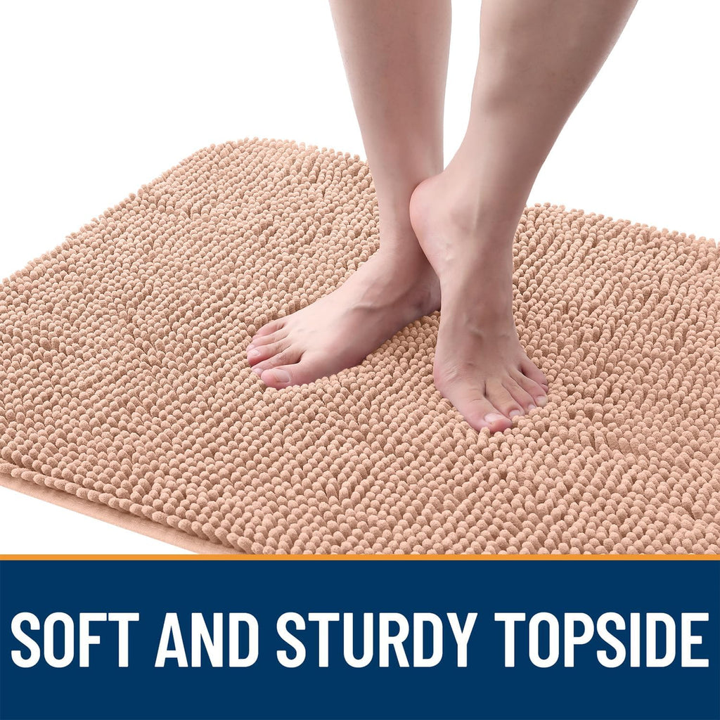 OLANLY Dog Door Mat - Absorbent Non-Slip Washable Doormat for Muddy Paws | Quick Dry Chenille, 45x27, Peach