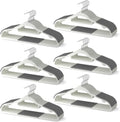 Skiennix Heavy Duty Plastic Hangers - Non-Slip Design with Rubber Pads, 360° Hook | Space-Saving Gray 60-Pack