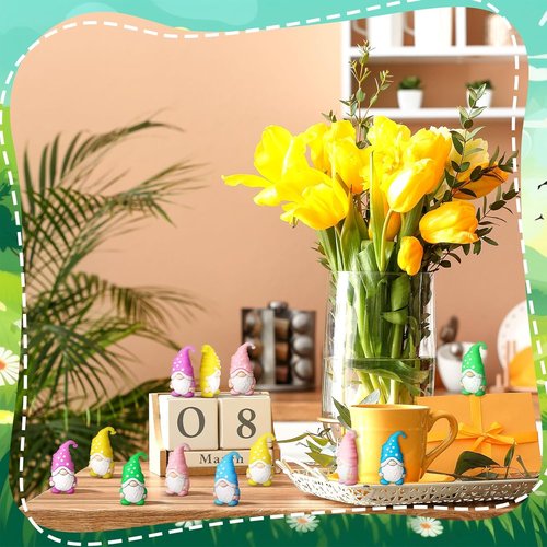 Lunmon Mini Resin Gnome Figurines - 50 Pcs Tiny Fairy Statues for Spring & Easter Decor | Indoor/Outdoor Use