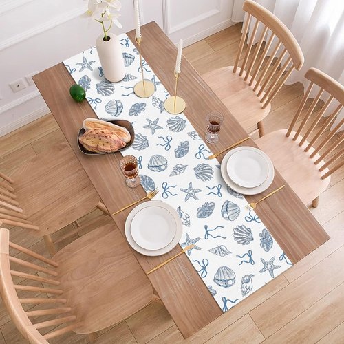 Buxiuer Blue Bow Coastal Table Runner Last Toast on The Coast Bachelorette Party Decorations Summer Nautical Ocean Dining Room Home Kitchen Island Decor (13" x 72")