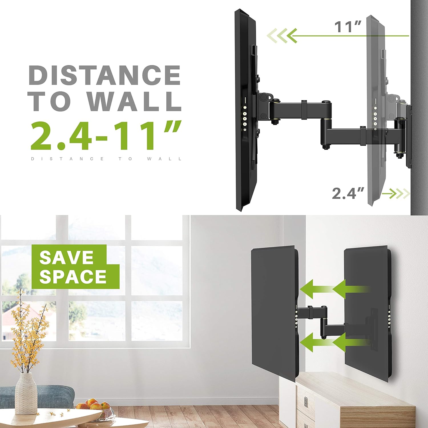 USX MOUNT Full Motion TV Wall Mount - Swivel & Tilt Articulating Arms for 13-32 Inch Screens | VESA 200x200mm, 44 lbs Capacity