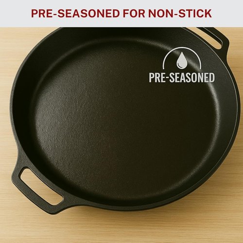 Cast Iron Skillet by Lodge - 20 Inch Pre-Seasoned Heavy Duty Pan with Dual Handles | Ideal for Cooking, Frying & Grilling