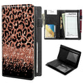 High Volume Server Books, Pink Leopards Glitter Server Book w/ 2 Expandable Pockets 9 x 5 Cute Waitress Book Zipper Pocket & Strap Closure Waitstaff Organizer Server Booklet Waiter Money Wallet