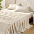 Bedsure Queen Sheet Set - Cooling Bamboo Rayon Sheets | Breathable & Soft, Deep Pocket Up to 16", Light Beige