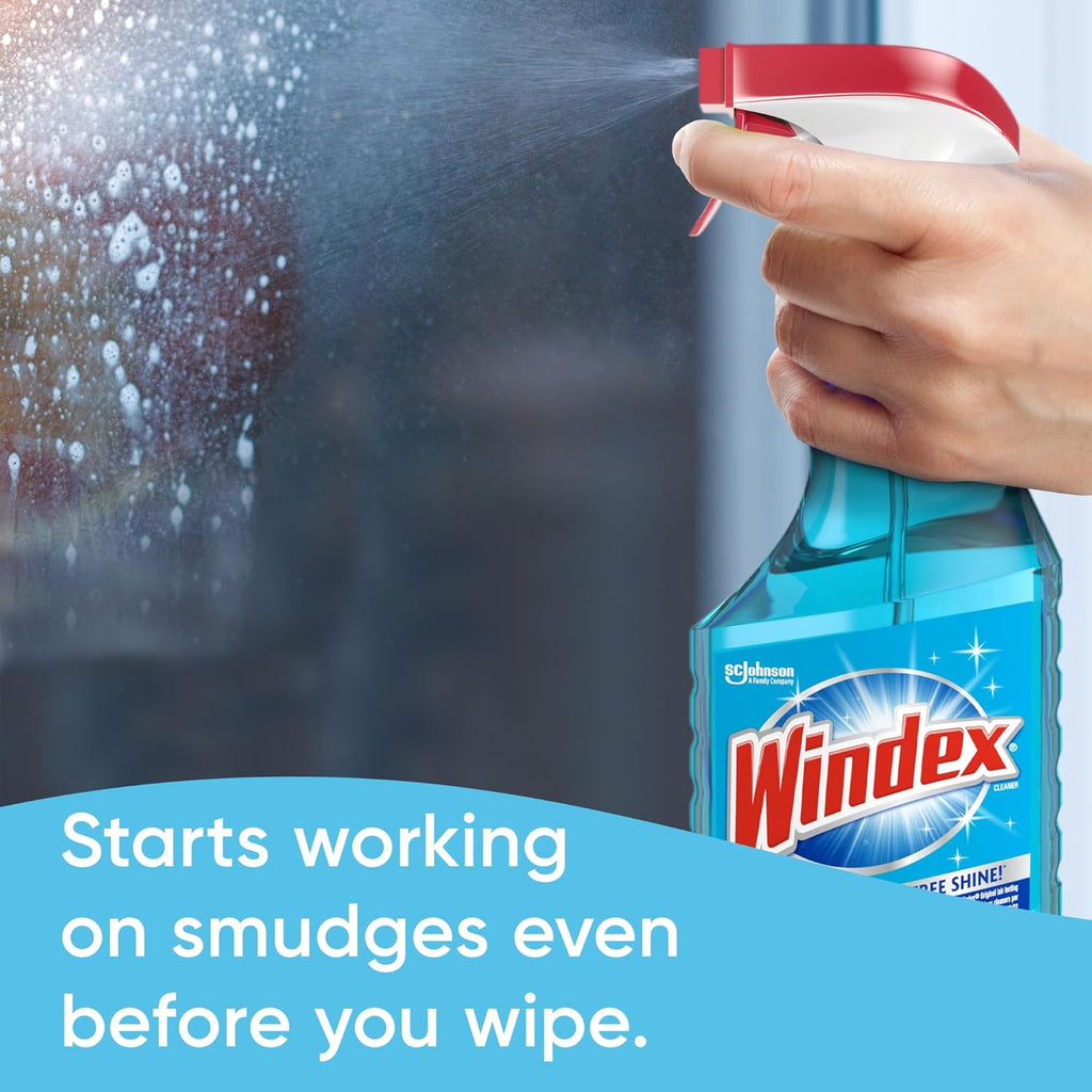 Windex Glass & Window Cleaner Spray Bundle - Original Blue Scent, 23 Fl Oz Spray & 32 Fl Oz Refill