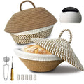 Sourdough Banneton Bread Proofing Basket, Cotton Rope Sourdough Bowl, Oval Bread Banneton Basket, Sourdough Kit, Sour Dough Kit, Proofing Baskets For Sourdough Bread Baking with Lid Lame Scraper