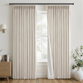 Topfinel Oatmeal Blackout Curtains - Energy-Efficient Pinch Pleated Drapes | 84" Long, Flax Linen, 2 Panels Set