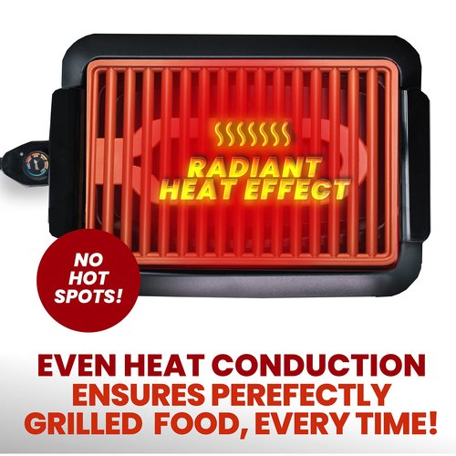 Gotham Steel Smokeless Indoor Grill with Ceramic Coating & Adjustable Heating, Electric Removable Grill/Griddle Plate, Nonstick, Healthy & Toxin Free