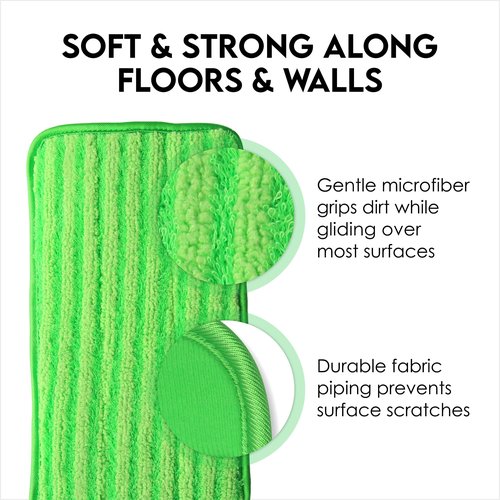 Turbo Mops Reusable Floor Mop Pads - Pack of 2, Machine Washable, 12-inch Microfiber Mop Refills - Compatible with Swiffer Wet Jet - Household Cleaning Tools