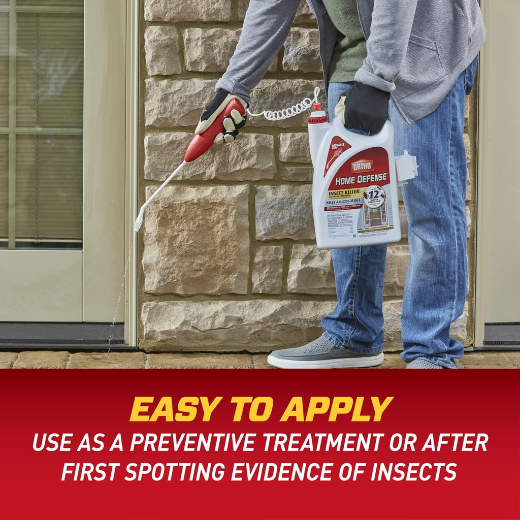 Ortho Home Defense Insect Killer - Ready-to-Use Bug Spray with Comfort Wand | Kills Ants, Cockroaches & Spiders, 1.33 Gal