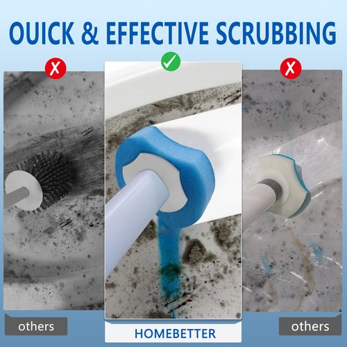 Disposable Toilet Bowl Brush and Holder, Toilet Cleaning System-2 Toilet Bowl Wand, 2 Storage Caddy&72 Toilet Brush Refills for Effective Deep Scrub Toilet, Wall-Mount Toilet Brush, 2 Pack.