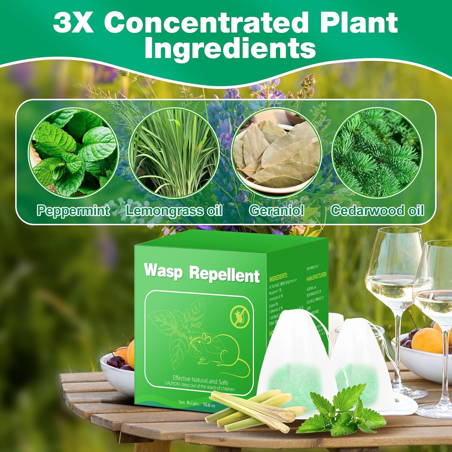 Skiennix Natural Wasp & Bee Repellent - Peppermint Oil Formula, 12 Pack | Safe for Pets & Humans