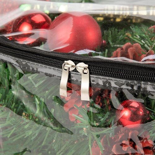 CINPIUK Clear Wreath Storage Bag - 30 Inch Heavy-Duty Christmas Wreath Protector with Handle