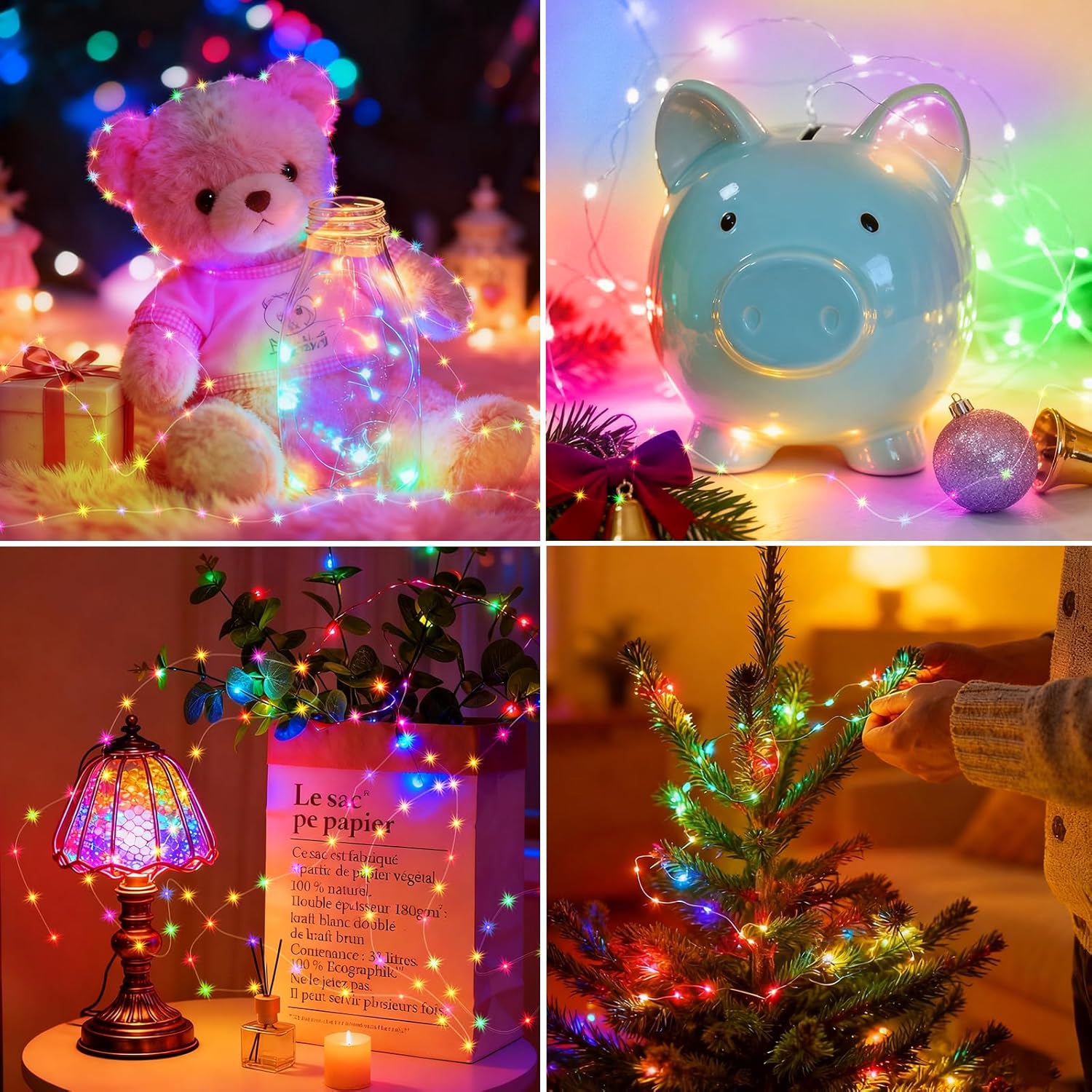 Skiennix 6 Pack Battery Powered Fairy Lights - Remote Control & Timer, 20 LED Mini Lights for Easter, Weddings & Parties | 7ft, Multicolor
