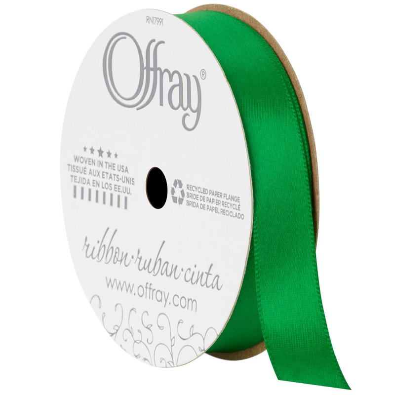 (3 Pack) Offray Emerald Green Satin Ribbon 5/8 Inch, 18 Feet - Craft & Sewing Supplies