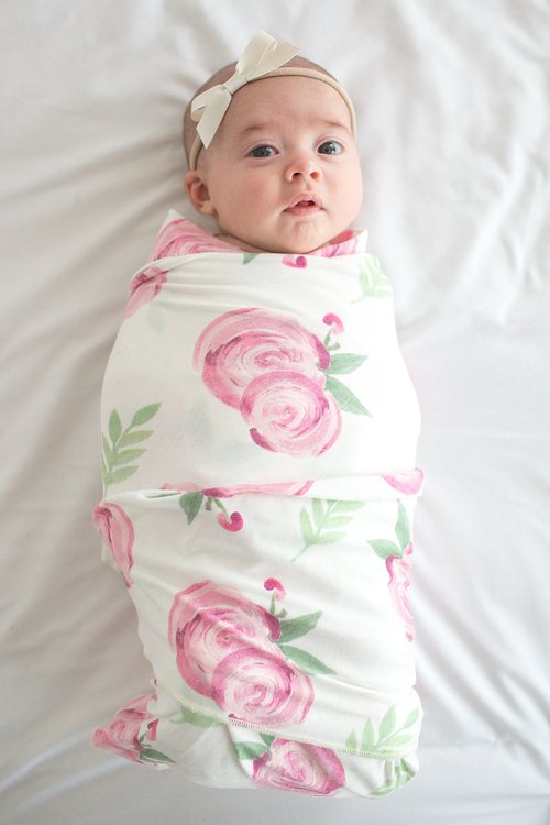 Copper Pearl Large Premium Knit Baby Swaddle Receiving Blanket Floral Grace