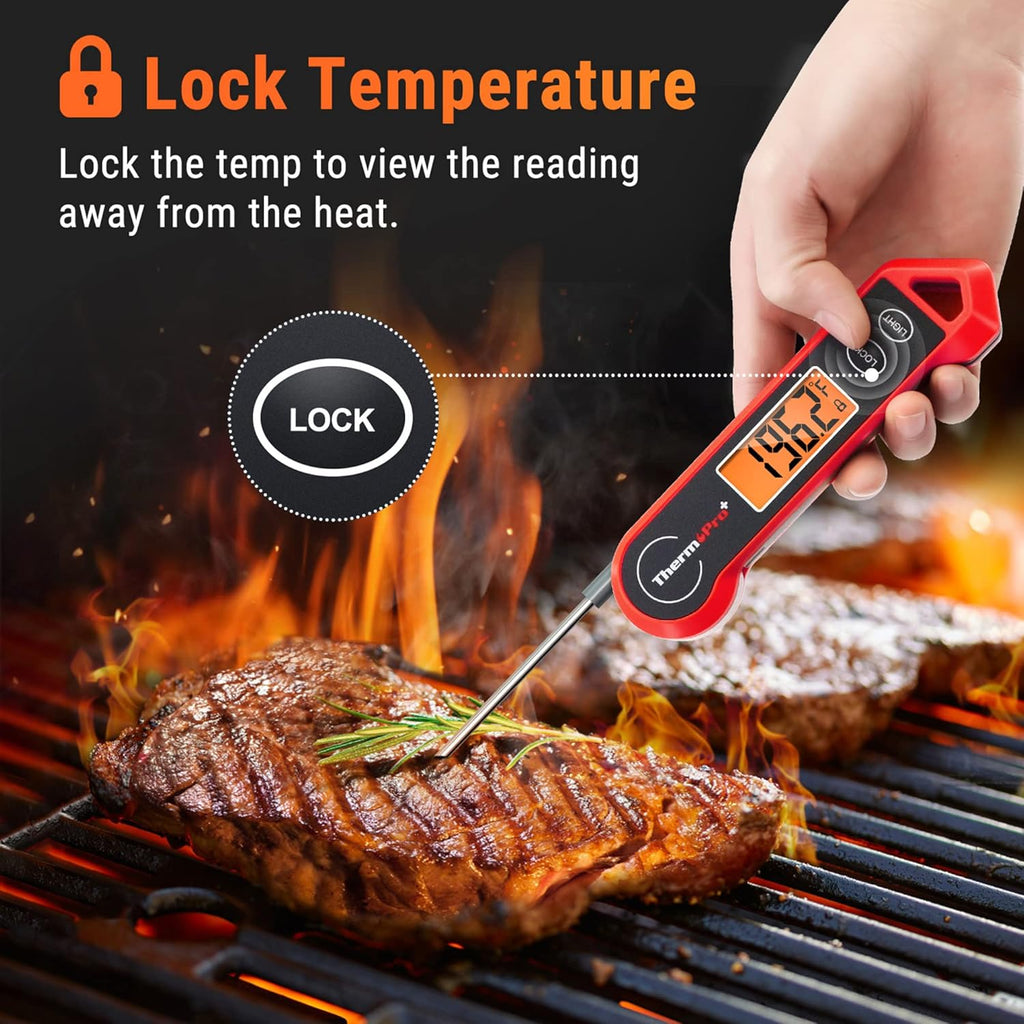 TempPro Waterproof Digital Meat Thermometer - Ambidextrous Backlit & Motion Sensing for BBQ & Grilling