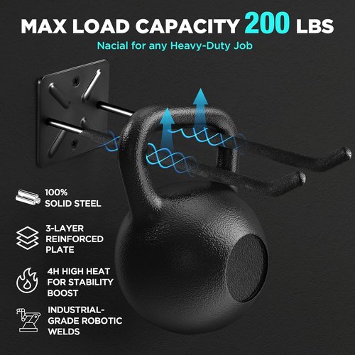 **Heavy Duty Garage Hooks by [Brand Name] - 12.4 Inch Wall Mount Hangers | Max Load 200 lbs for Ladders & Tools**