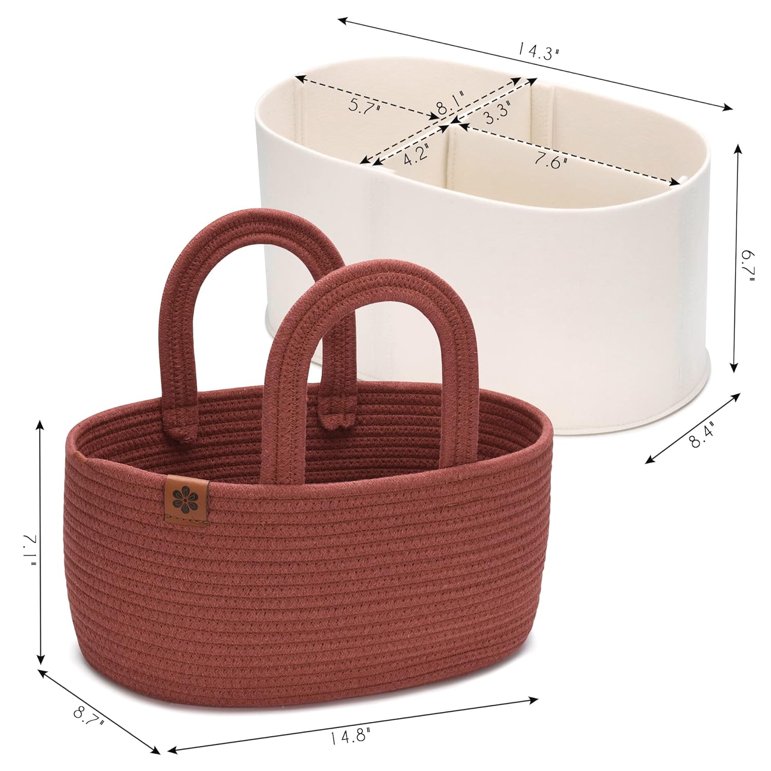 PeraBella Baby Diaper Caddy Organizer - Portable Cotton Rope Storage for Nursery & Travel | Ideal for Boys & Girls