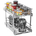 ZOINLIY Pull Out Cabinet Organizer, Versatile Slide Out Kitchen Organizers and Storage,Heavy Duty Drawer Cupboard Storage Basket, Smooth Sliding, Chrome Finish (2-Tiers-11¼''W×22“D)