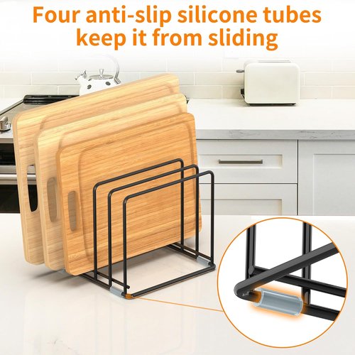 Cutting Board Organizer - Skiennix 2-Pack Kitchen Cabinet Rack with 5 Slots for Baking Trays & Sheets