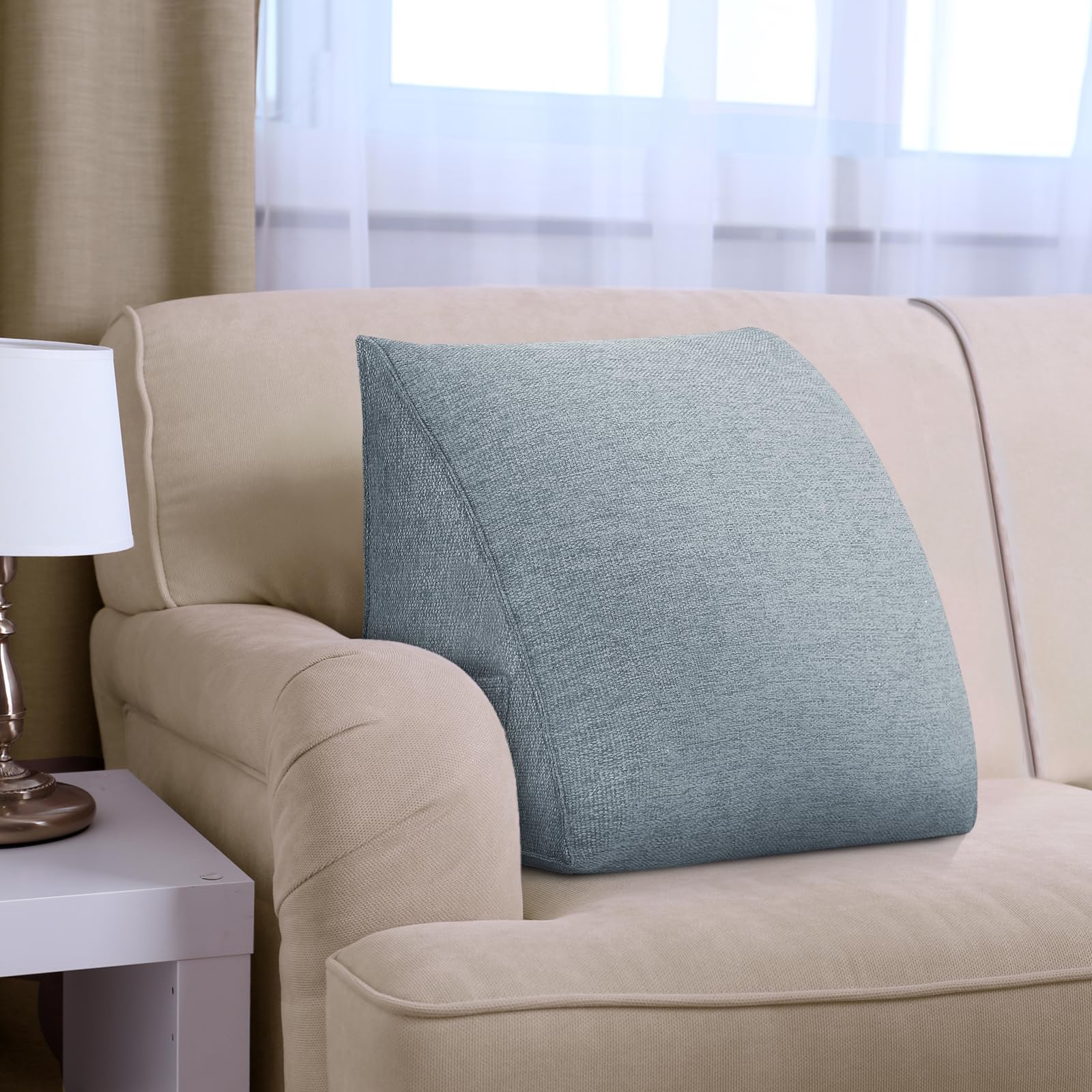 LELEFIDO Wedge Pillow Headboard Reading Pillow Triangular Backrest Support Pillow for Sitting in Bed Positioning Support Pillow for Sofa Daybed Removable Cover