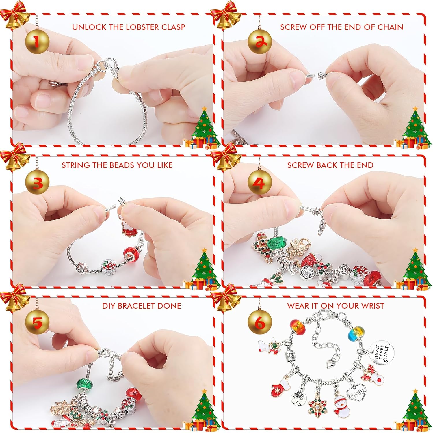Regine Switzerland Christmas Advent Calendar Bracelets - 24-Day DIY Jewelry Kit for Women