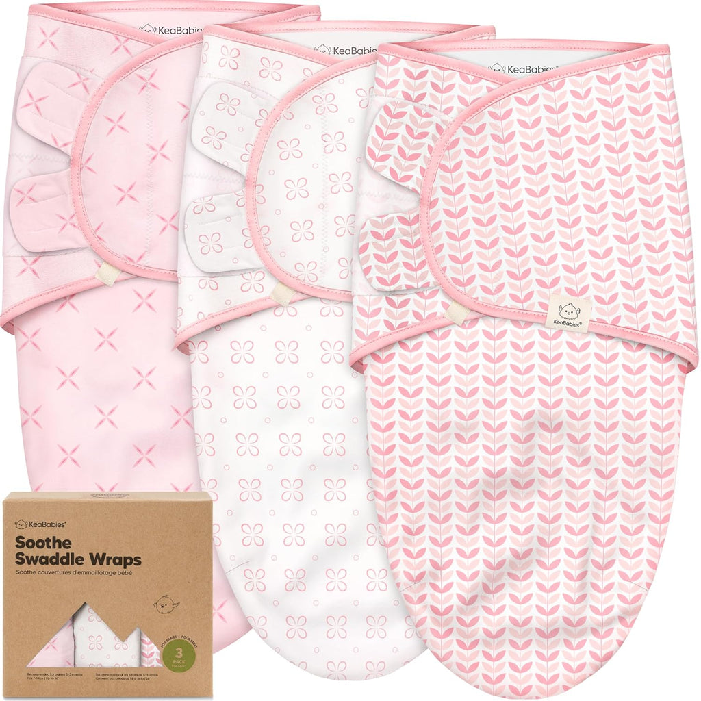 Organic Baby Swaddle Sleep Sacks by 3-Pack | Soft & Snug for Newborns 0-3 Months - Blossom Color