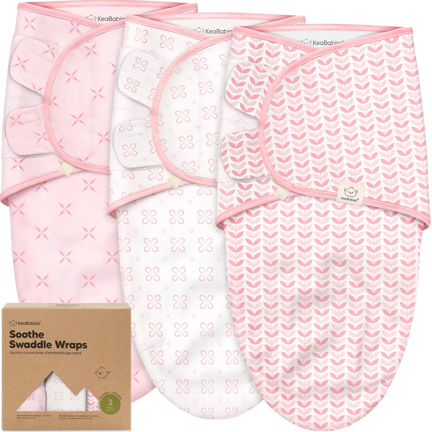 Organic Baby Swaddle Sleep Sacks by 3-Pack | Soft & Snug for Newborns 0-3 Months - Blossom Color