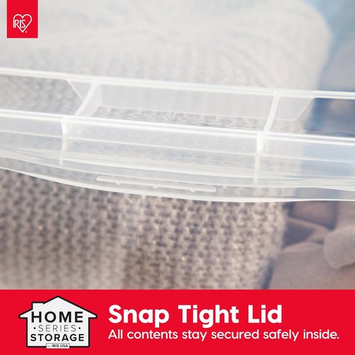 IRIS USA Storage Bins - 12-Pack Clear Stackable Containers with Lids for Organizing Shoes & Classroom - 17 Quart