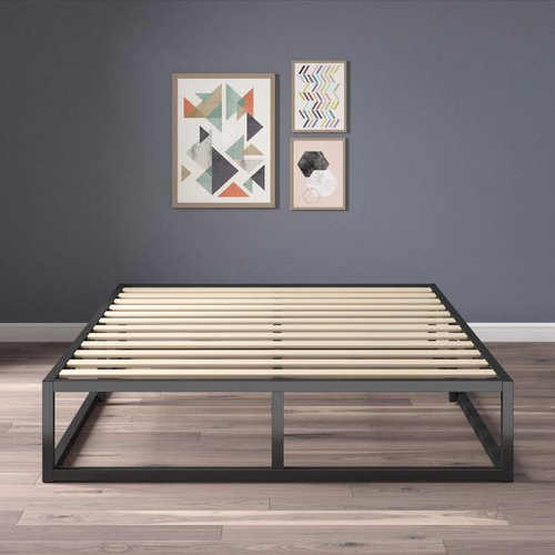Zinus Joseph 10 Inch Metal Platforma Bed Frame/Mattress Foundation/Wood Slat Support/No Box Spring Needed/Sturdy Steel Structure, Queen, Black