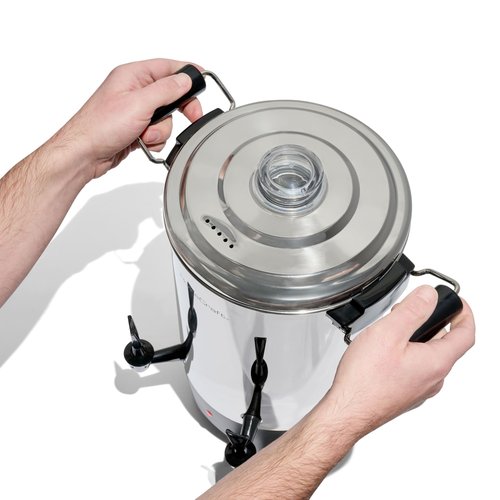 HomeCraft 45-Cup Coffee Urn and Hot Beverage Dispenser with Double Dripless Faucet, Quick-Brewing, Stainless Steel